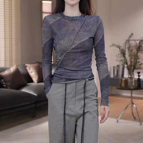 新款长袖T恤女夏季薄款时尚百搭休闲洋气长袖防晒上衣女