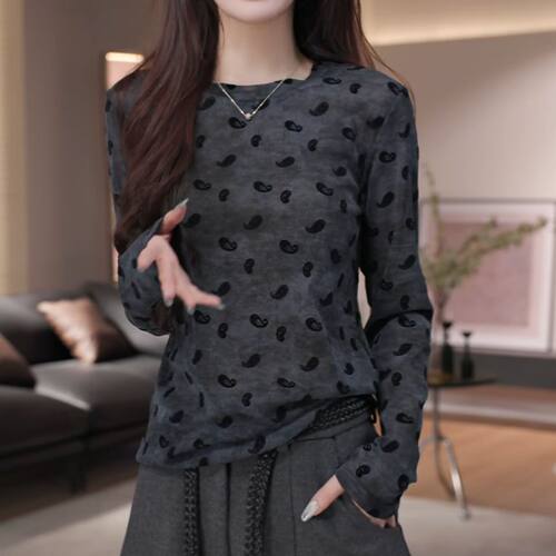 2025秋季新款韩版时尚百搭圆领薄款长袖T恤女宽松显瘦打底衫上衣