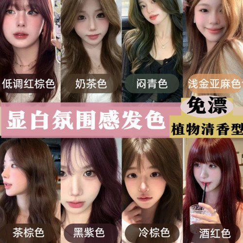 2026夏季新款流行发色浅茶摩卡奶茶棕色黑茶盖白发简单自己在家染
