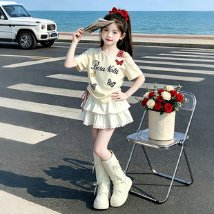 女童超好看裙子套装夏季2026新款女大童短袖T恤韩系穿搭儿童夏装