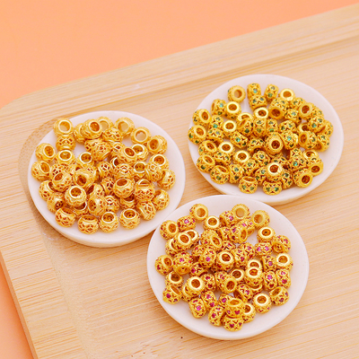 18k金包金古法金镶锆石镂空隔珠