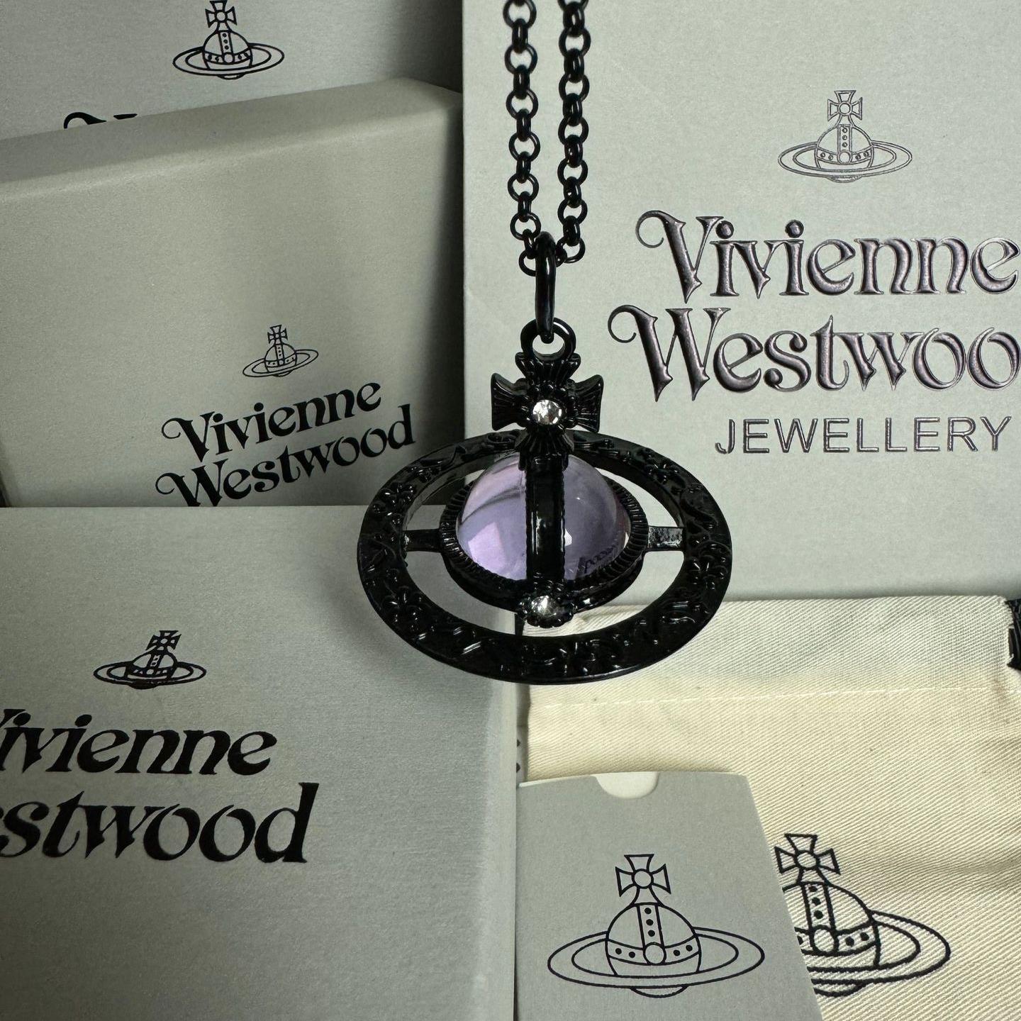 thumbnail for High version of the Queen Mother West necklace three-dimensional planet lettering logo niche design high-quality ORB Saturn sweater chain