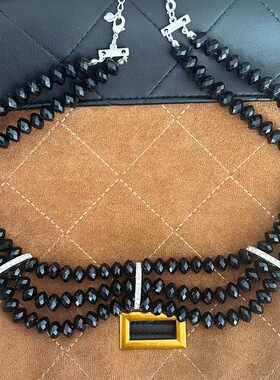 欧美夸张黑色穿珠高级感时尚潮流项链S41