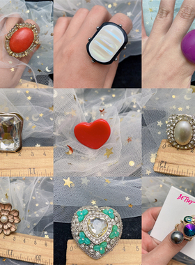 合金树脂弹力戒指流行复古港风