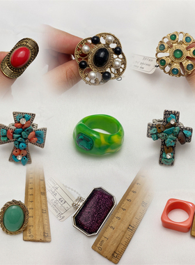 树脂弹力石头戒指百搭时尚气质合金简约欧美风格新款潮CE716