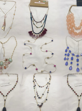 潮流欧美饰品树叶形吊坠三层项链串珠个性长款毛衣链项链S45