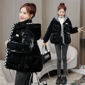 黑色棉衣女短款 棉外套 小个子亮面羽绒棉服棉袄韩版 2025年冬季 新款