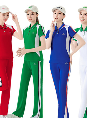 晋冠男女团体健走队服南韩丝红色