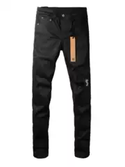 Ksubi Jeans American Trendy Brand New Black Distressed Ripped Logo Embroidered Stretch Skinny Jeans for Men