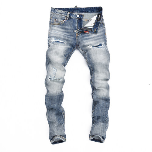 D2JEANS轻奢潮牌做旧破洞牛仔裤