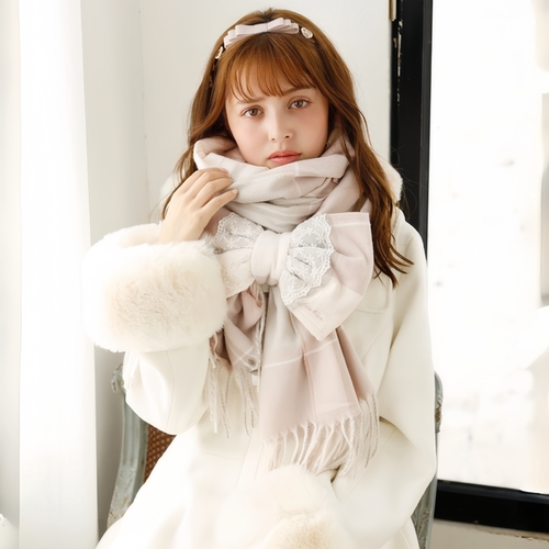 【全款预约】Liz Lisa 格子蝴蝶结围巾 353-9920-0