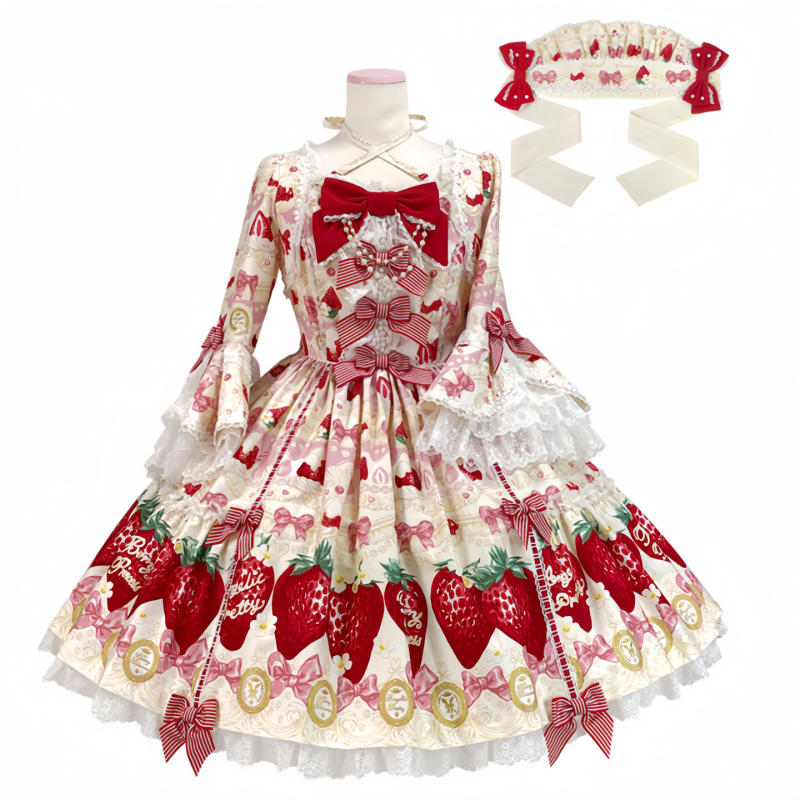 国内现货ap大萌款 15草莓 dress 生成色op+bnt茶会款连衣裙lolita