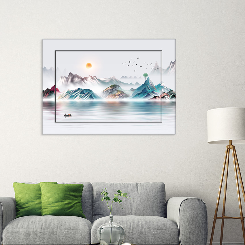 现代简约中式自粘贴画配电箱贴纸