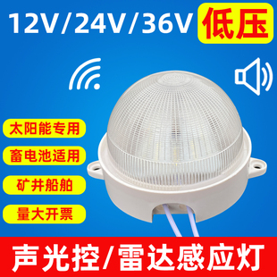 低压声光控LED太阳能电瓶感应灯过道走廊楼道灯12v24v36v节能灯泡