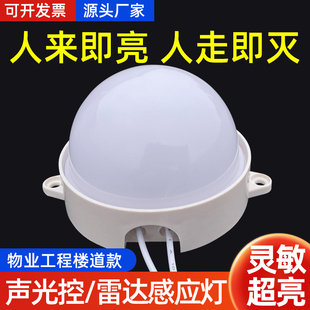 智能LED声光控灯过道雷达灯走廊楼道人体感应灯泡声控吸顶灯物业