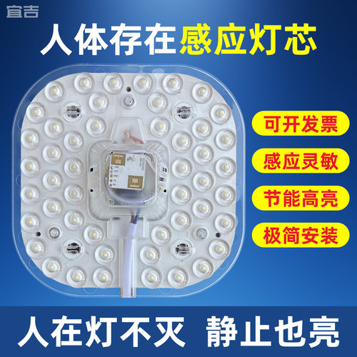 人体存在感应雷达吸顶灯灯芯筒灯