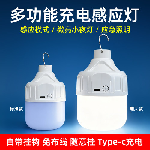 充电声控雷达感应小夜灯应急灯泡