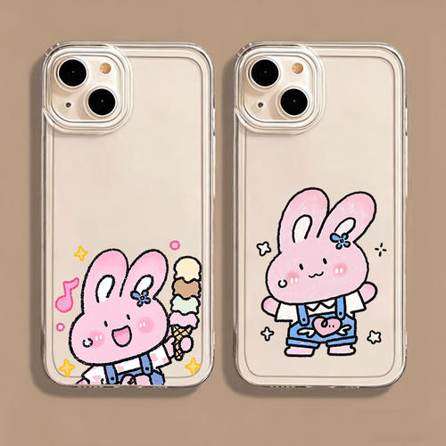 开心兔子适用苹果17promax手机壳iPhone18pro小米17/14华为mate80/nova16透明VIVOs60一加15OPPOFindX9/neo8