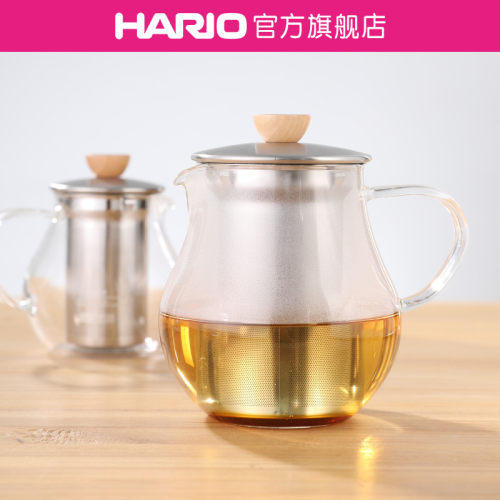 hario耐热玻璃不锈钢泡茶壶