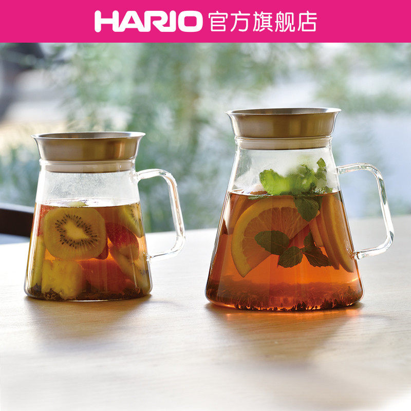 【旗舰店】HARIO耐热玻璃茶壶不锈钢壶边简式茶具泡茶壶花茶壶TS
