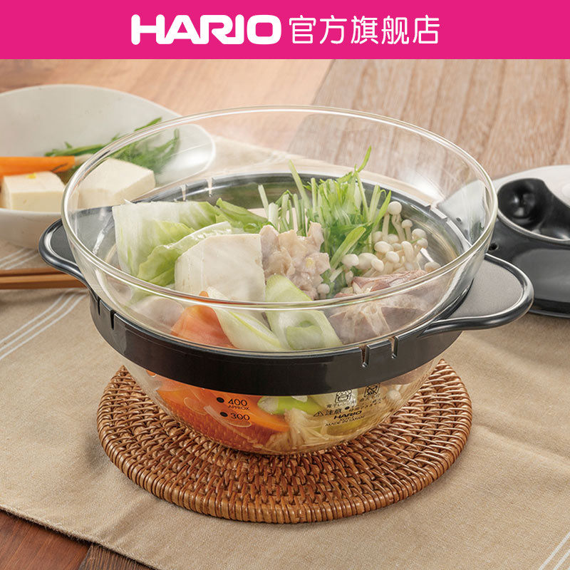 【旗舰店】HARIO耐热玻璃锅小火锅微波炉专用快速料理单人锅XOY