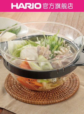 【旗舰店】HARIO耐热玻璃锅小火锅微波炉专用快速料理单人锅XOY