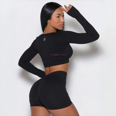 BOMBSHELL美颈长袖健身紧身上衣