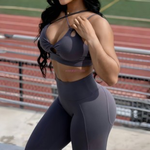 蜜见FITNESS Bombshell双吊带镂空麻花性感美背运动健身文胸上衣