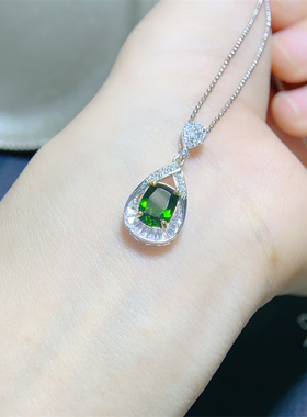女款S925银天然透辉石吊坠气质款