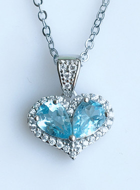 女蓝托帕石简约心形2022新款礼物