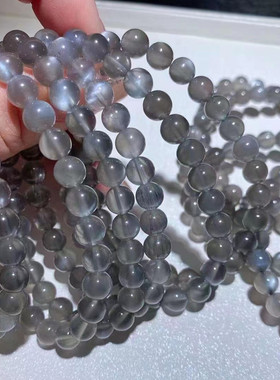 女黑月光单圈银灰色罕见月光石