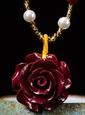 女款毛衣链朱砂玫瑰花礼物