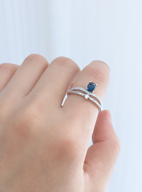 女蓝宝石戒指简约复古