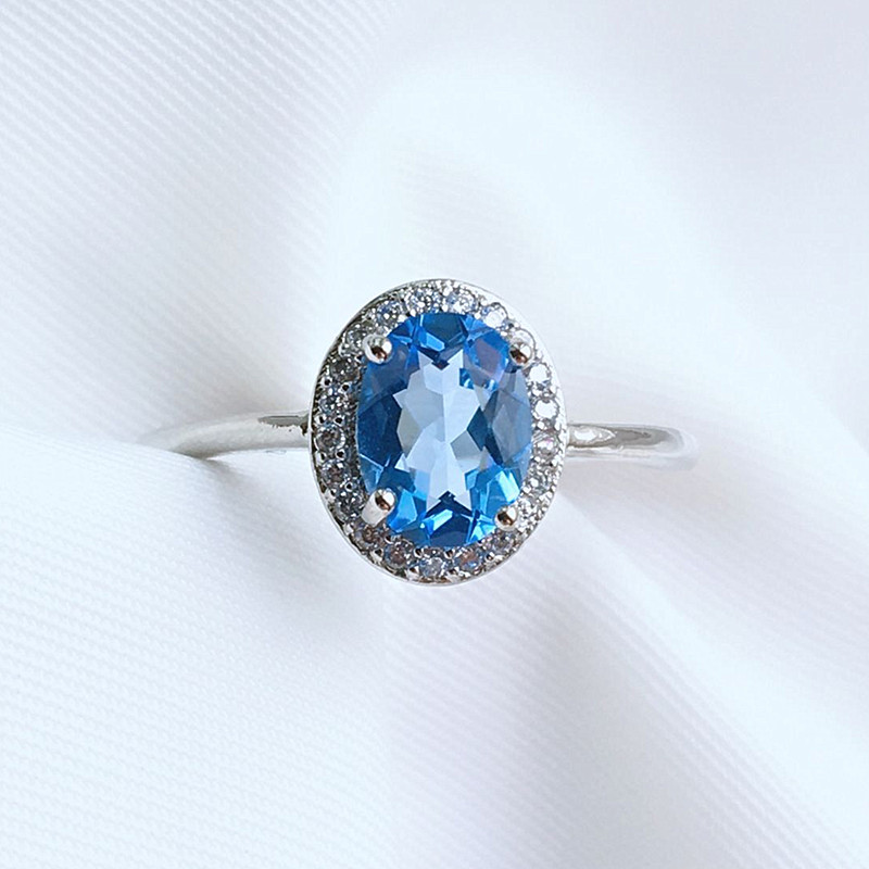 蓝托帕石托帕石戒指活口蓝水晶