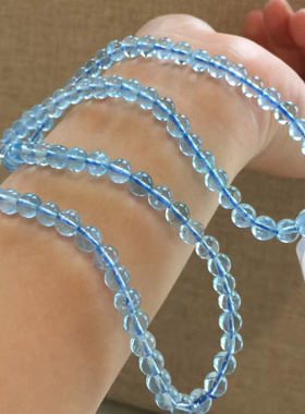 纯天然海蓝宝三圈手链