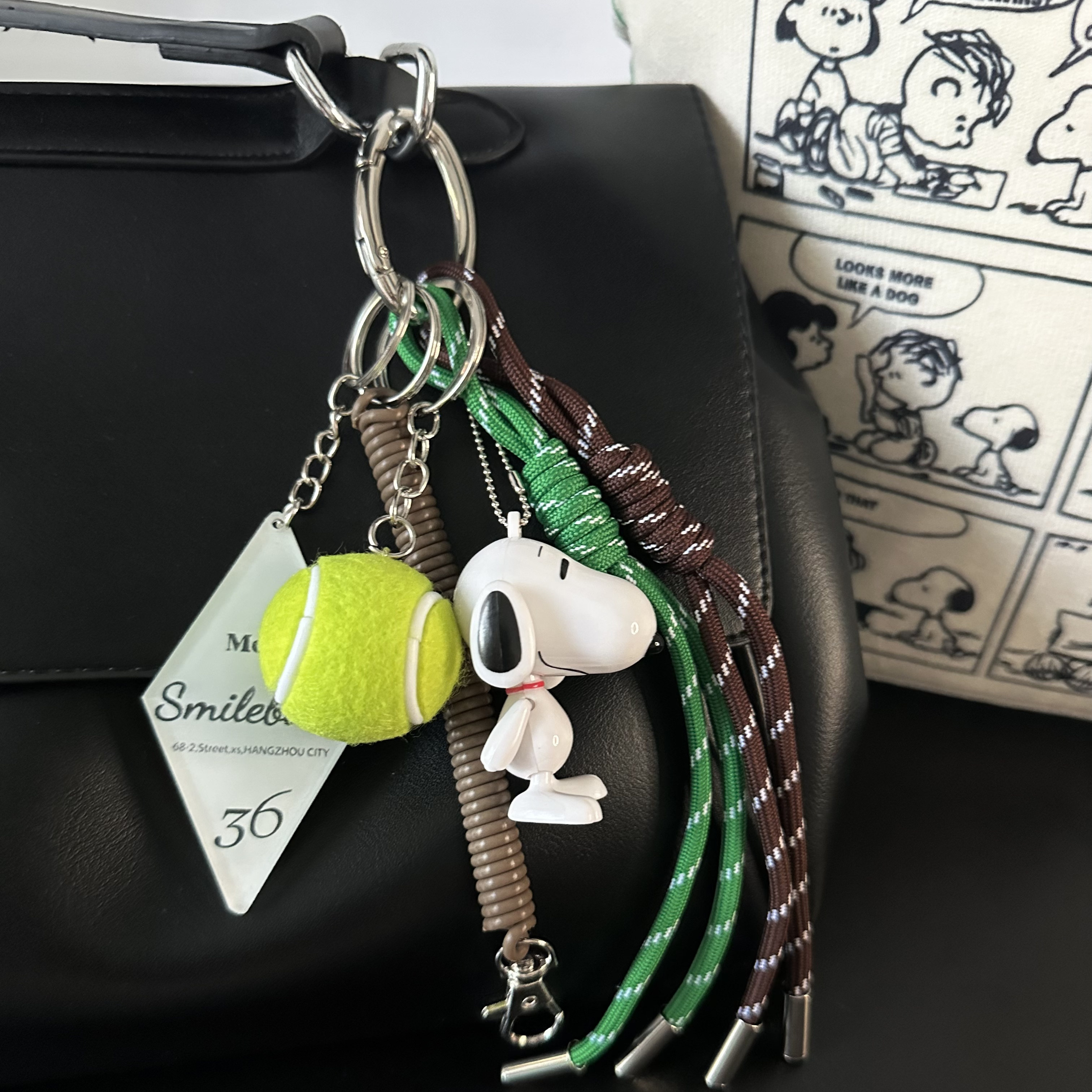 网球挂件史努比小狗包包挂饰车钥匙扣书包背包高颜值潮流装饰