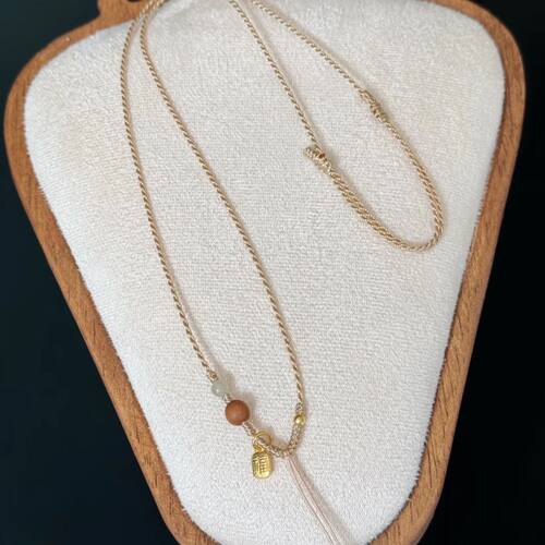 和田玉中式手工吊坠编绳锁骨平安黄金编织挂绳翡翠项链