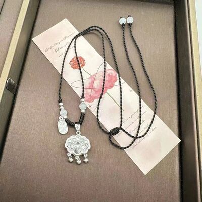 正品双面福平安锁项链手工编织吊坠宝宝锁送女友礼物