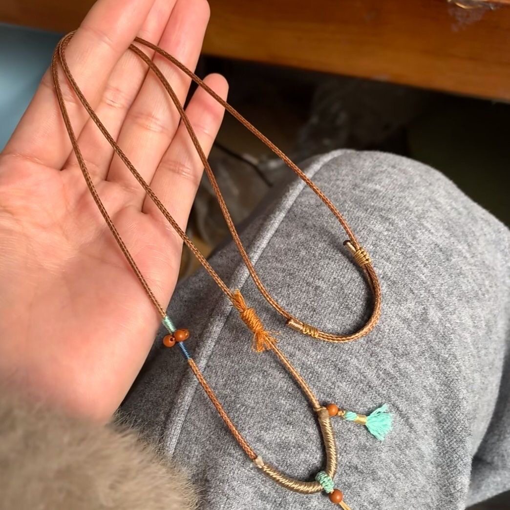 藏式蜡皮绳项链绳蜜蜡唐卡佛牌高档挂绳吊坠绳纯手工编绳民族风