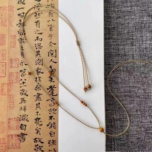 手工编绳项链极细锁骨毛衣链可挂黄金玉石佛公可横穿橄榄核链绳