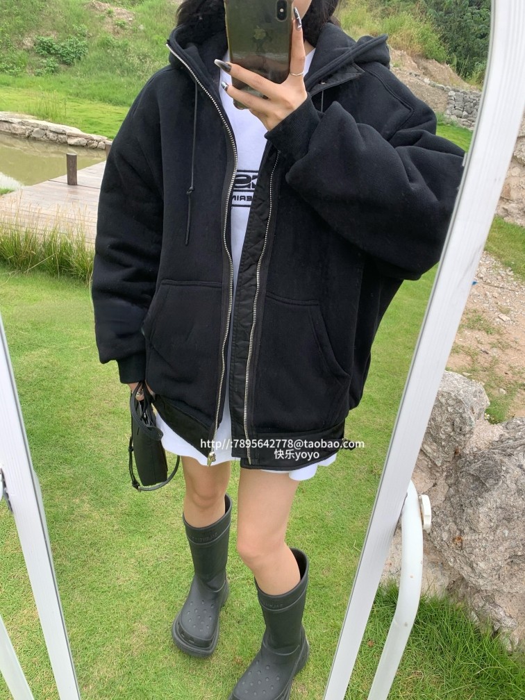 加棉卫衣韩版宽松设计感拼接上衣