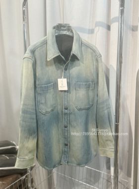BOBO1972蓝色复古牛仔外套女早秋2024新款水洗牛仔衬衫慵懒高级感