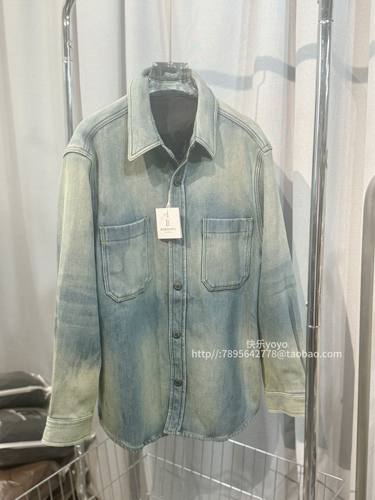 BOBO1972蓝色复古牛仔外套女早秋新款水洗牛仔衬衫慵懒高级感