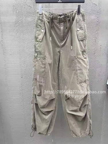 BOBO1972军绿色美式工装裤女jazz街舞辣妹阔腿高街百搭降落伞裤子