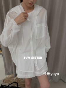 JVVSISTER薄料老钱风衬衫套装夏慵懒松弛宽松简约衬衫短裤两件套
