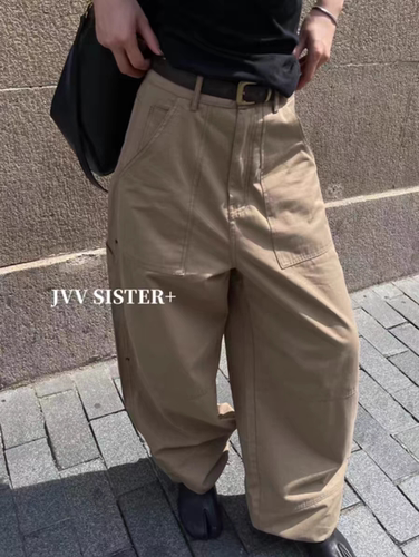 JVV SISTER秋季款美式宽松休闲工装裤抽绳收口压线伞兵裤阔腿裤女