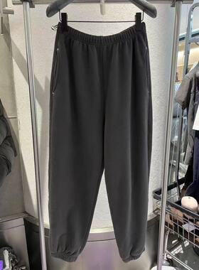 BOBO1972松紧腰女2024秋季爆款不规则磨烂设计直筒高腰束脚休闲裤