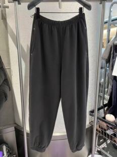 不规则磨烂设计直筒高腰束脚休闲裤 BOBO1972松紧腰女秋季 爆款