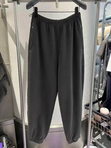 BOBO1972松紧腰女2024秋季爆款不规则磨烂设计直筒高腰束脚休闲裤