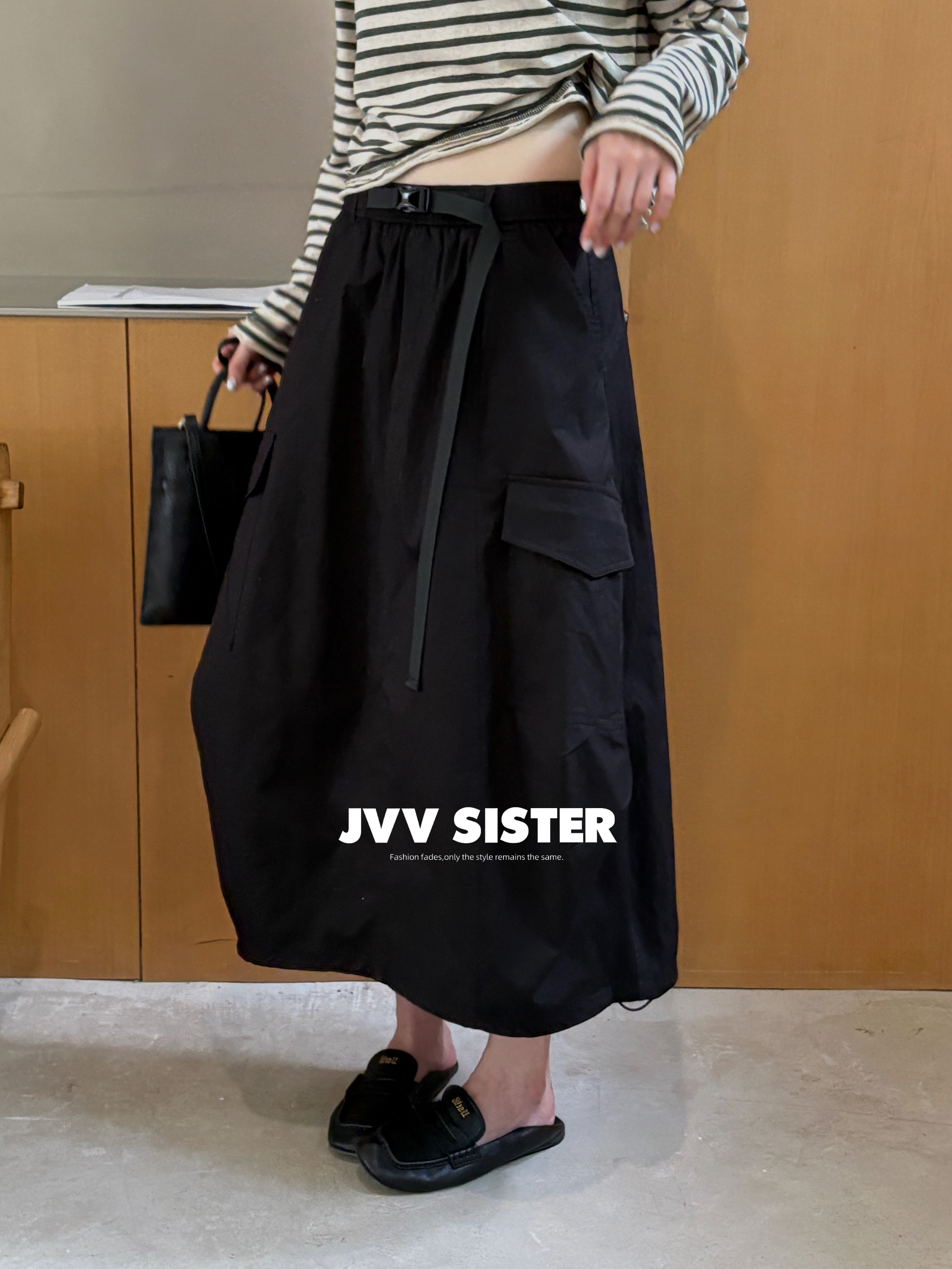 JVV SISTER韩系工装风半身裙女2026秋冬新款高腰显瘦中长款裙子